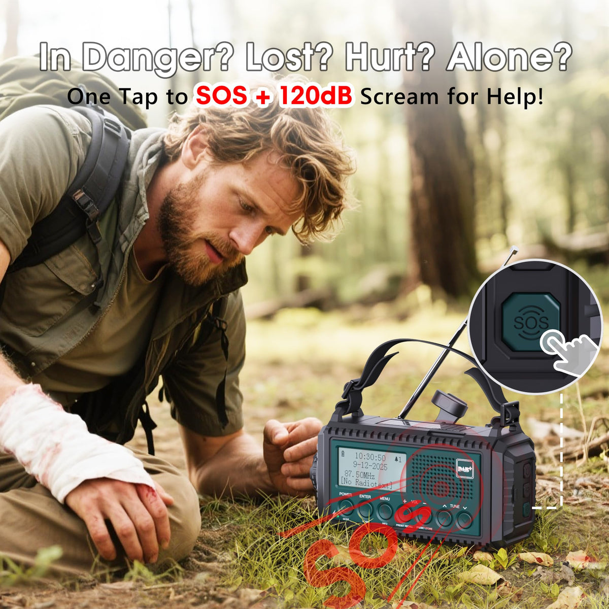 ROCAM Wind up Radio Solar, Battery, Torch, Portable DAB Radio