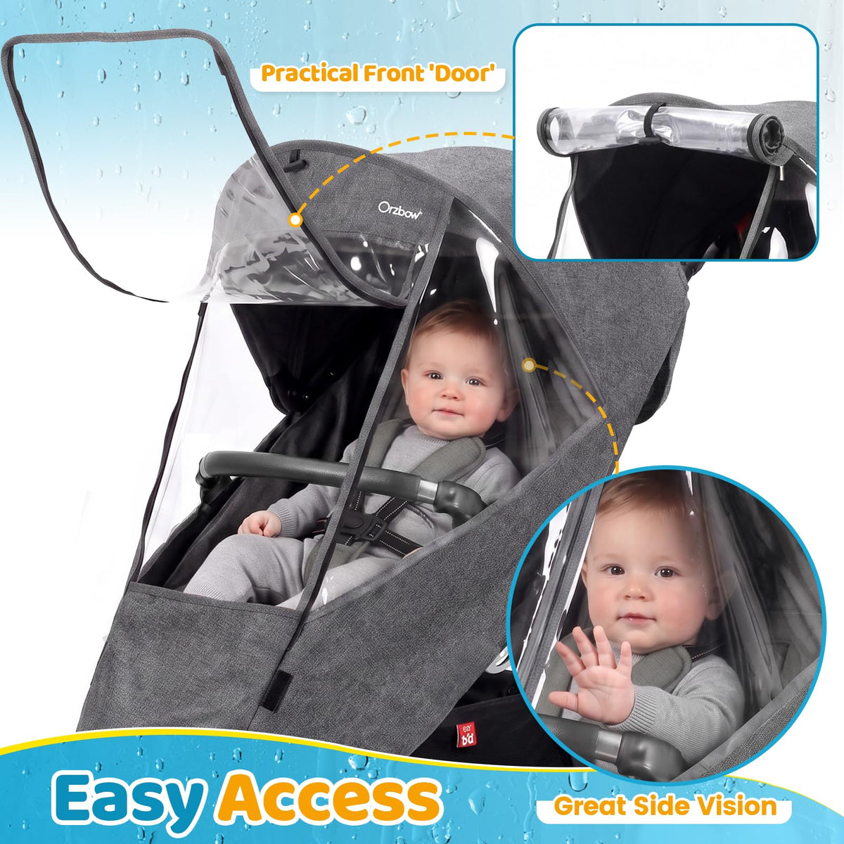 Orzbow Universal Rain Cover, Easy Access Door