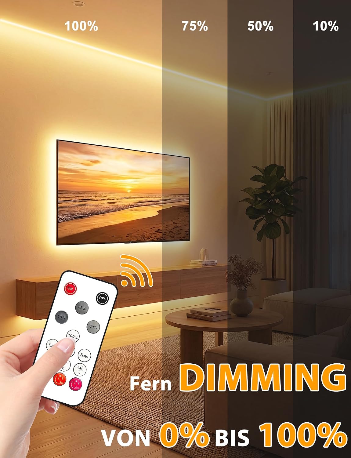 Lamomo 3M COB LED Strip Light,Warm White Dimmable Neon Rope with Remote