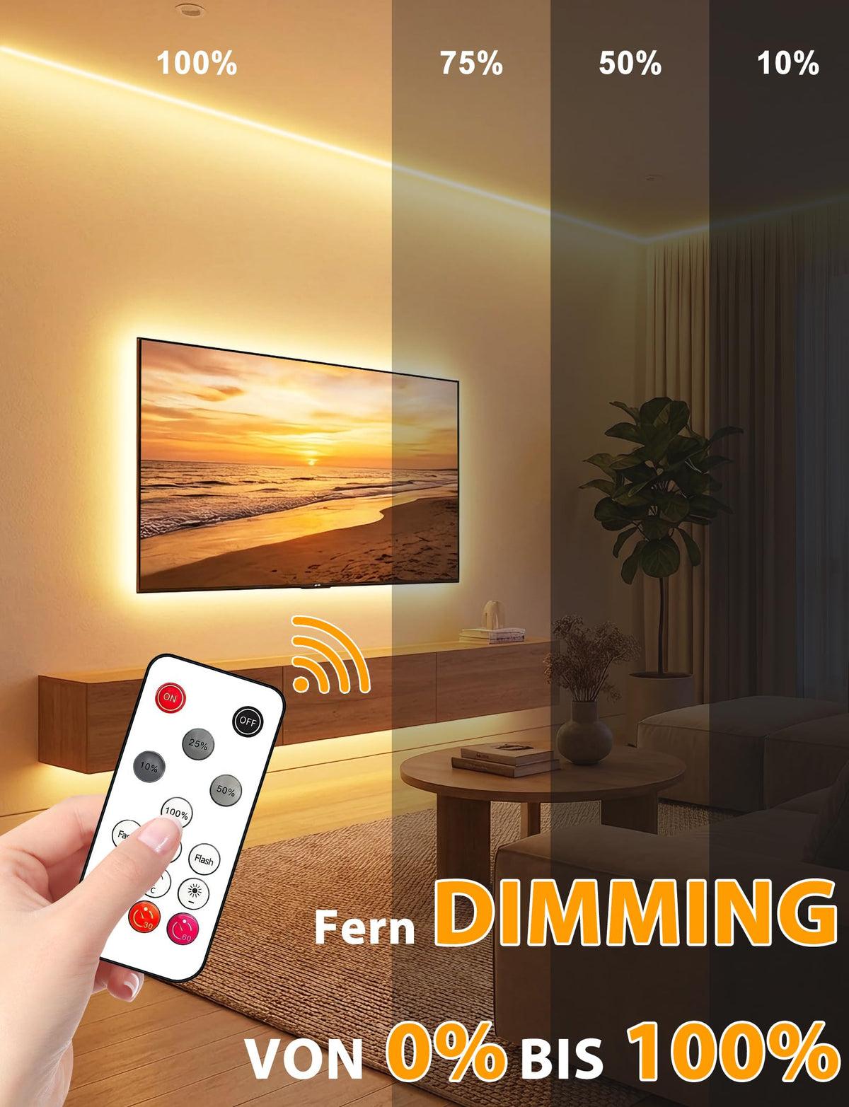 Lamomo 3M COB LED Strip Light,Warm White Dimmable Neon Rope with Remote