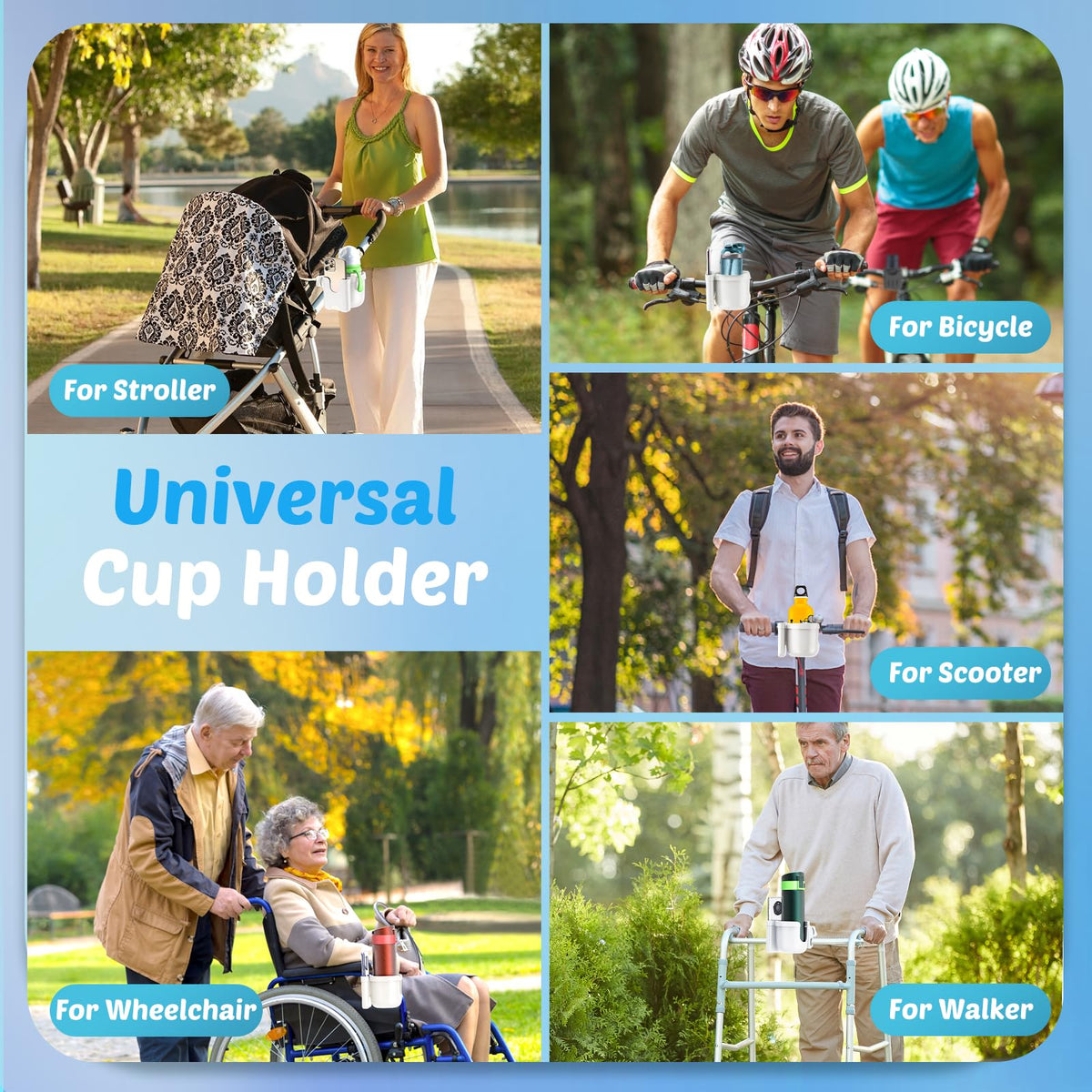 2-Pack Pram Cup Holder with Phone Holder, Universal Pram Buggy Accessories