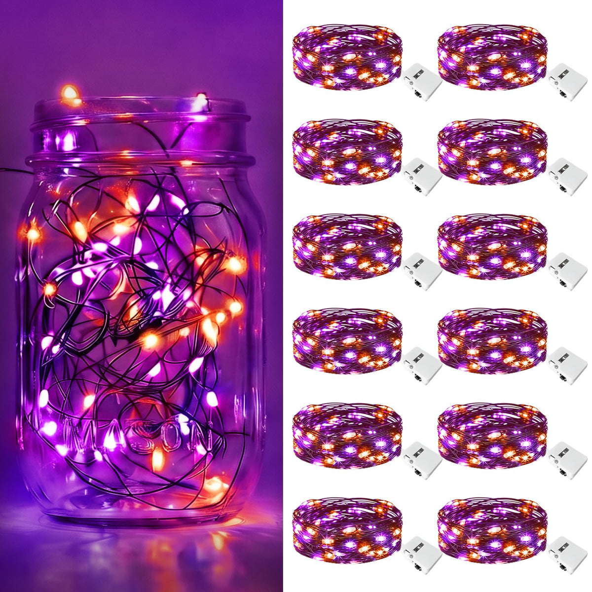btfarm 12 Pack 3 Modes Fairy Lights Battery Operated, 2M 20LED String Light