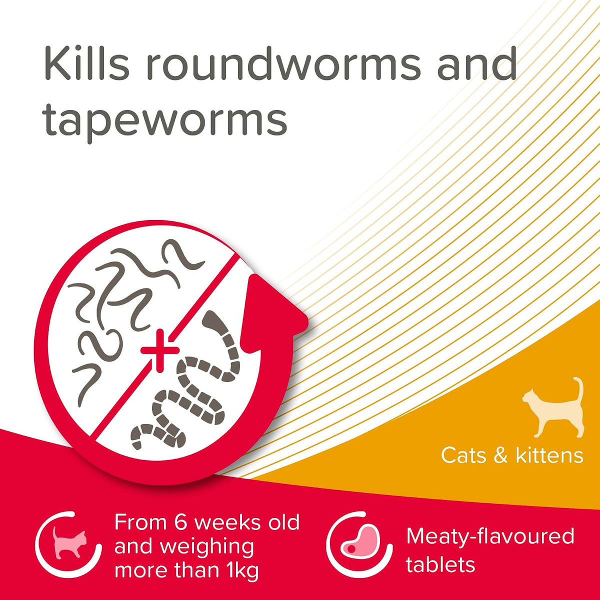 Beaphar - WORMclear® Tablets for Cats - 2 Tablet Pack - Kills All Common UK Intestinal Worms (Roundworms & Tapeworms) - Vet Strength Worm Treatment - Meaty-Flavoured - For Cats Over 6 Weeks Old & 1kg