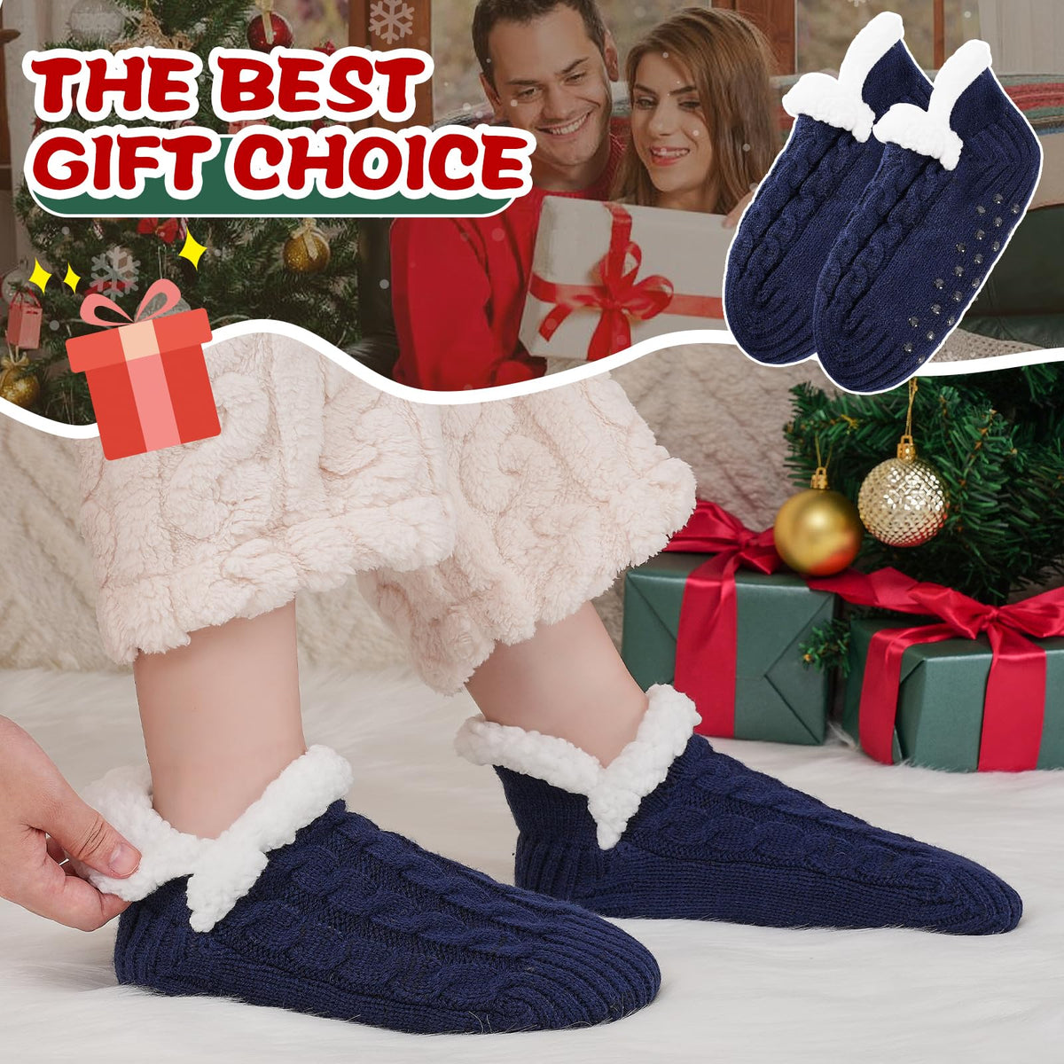 Niorasen Fluffy Slipper Socks Women Men, Winter Gift for Her, UK 4-9