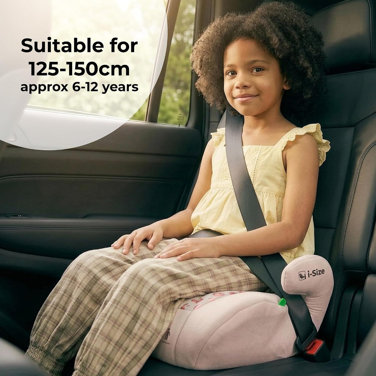 My Babiie MBCSB10 Booster Car Seat - Lightweight at 1kg, Approx. 6-12 Years (125-150cm, 22-36kg), R129, i-Size Backless Child Car Seat, Group 3, Compact, Portable, Ideal for Travel - Pink Leopard