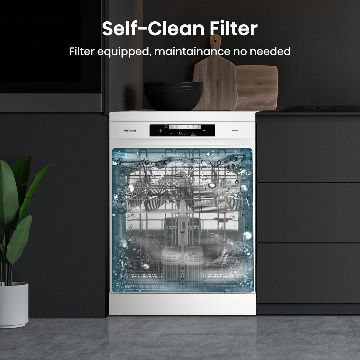 Hisense HS523E15WUK Slimline 10 Places Free Standing Dishwasher White with 30 Minutes Quick Wash [Energy Class E]