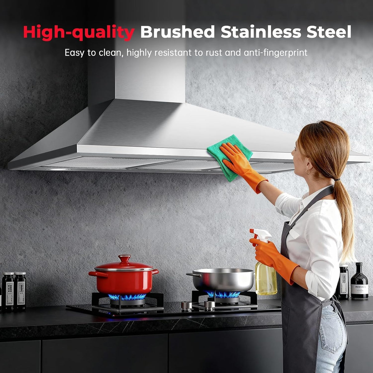 SNDOAS Chimney Cooker Hood 90cm, 3-Speed, Recirculating & Ducting
