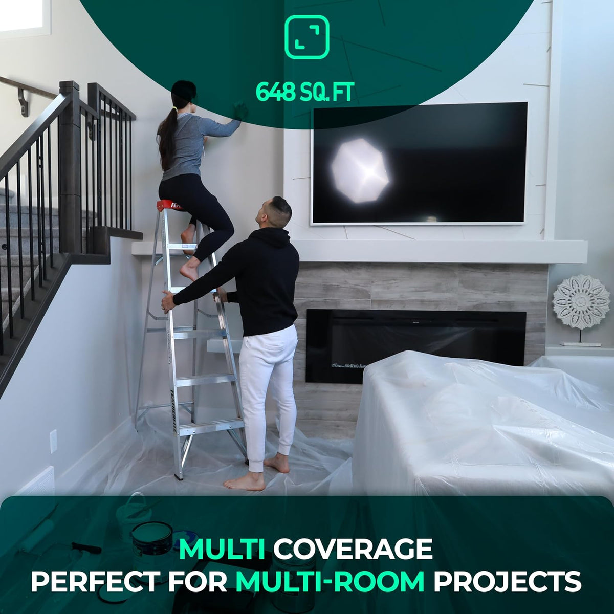 6-Pack Clear Plastic Dust Sheets for Painting & Decorating,12ft x 9ft Each