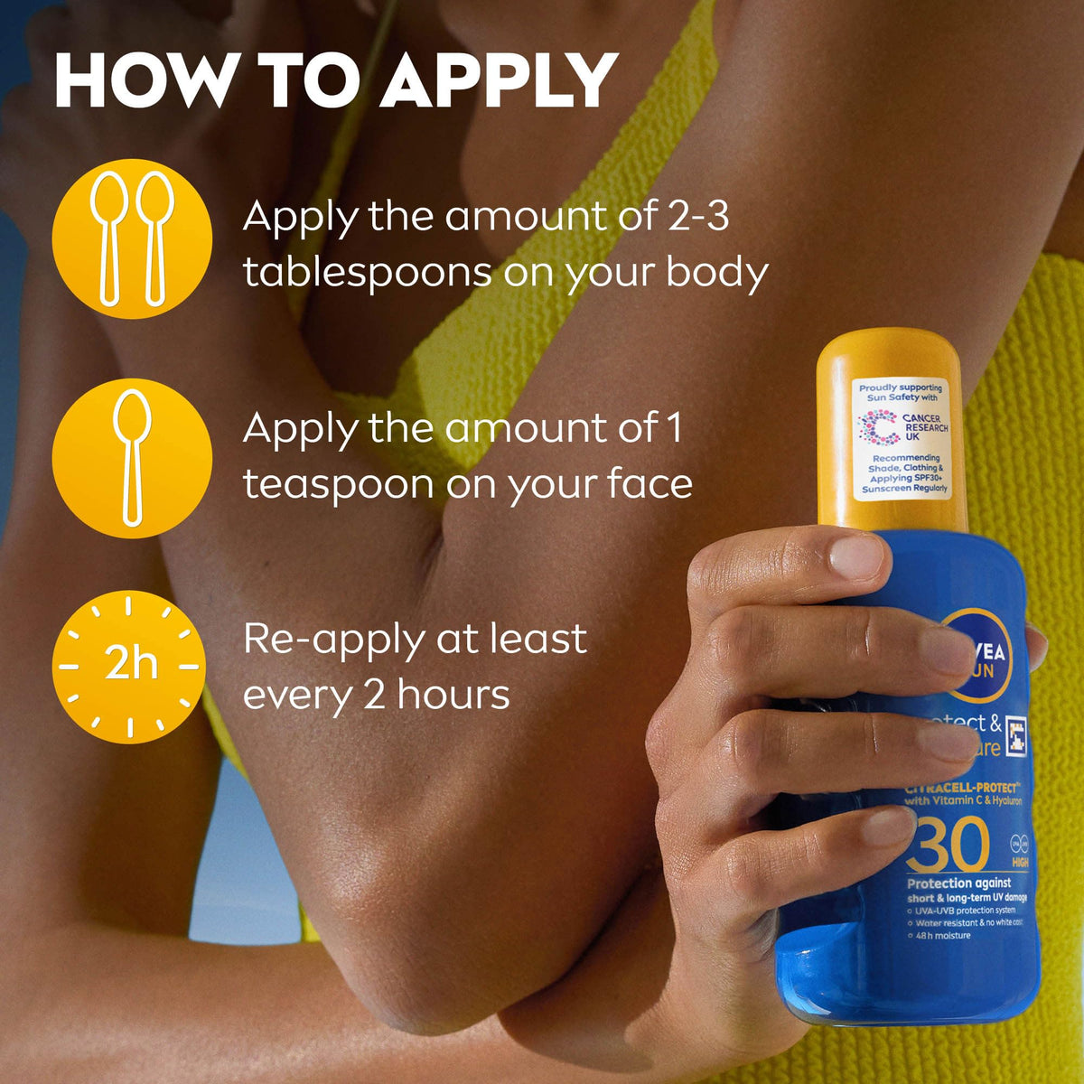 NIVEA SUN Protect & Moisture Sun Spray SPF 50+ (200ml), Moisturising Suncream Spray with SPF 50+, Advanced Sunscreen Providing Immediate, Effective UVA + UVB Protection (Pack of 2)