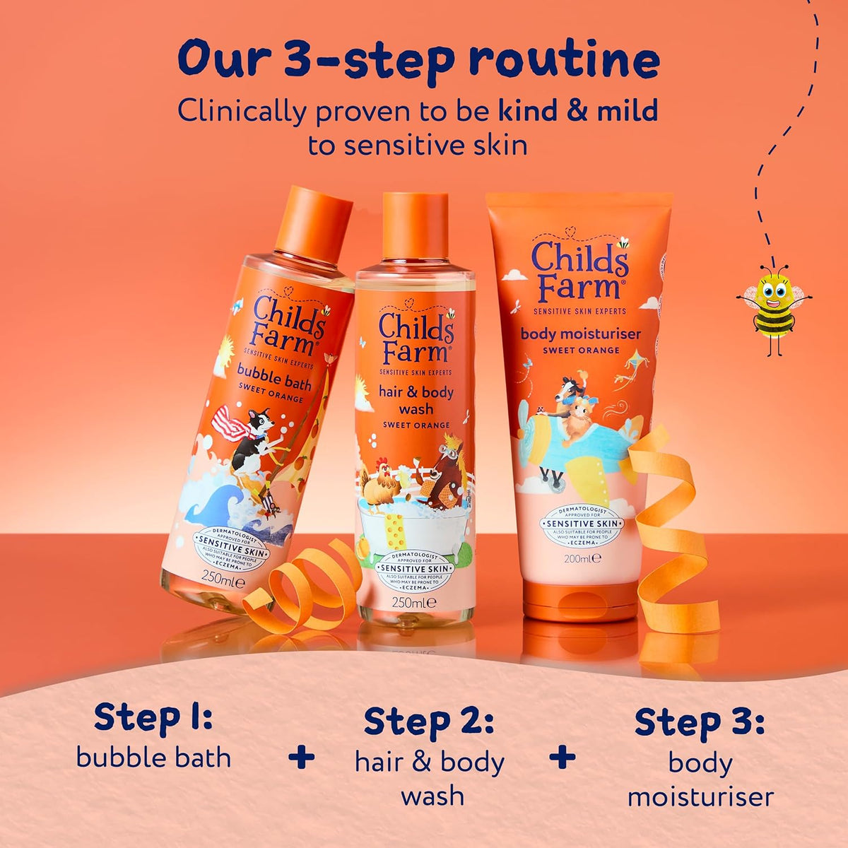 Childs Farm Kids Hair & Body Wash, Sweet Orange | Tear-free, Gently Cleanses | Suitable for Dry, Sensitive Skin, 500ml