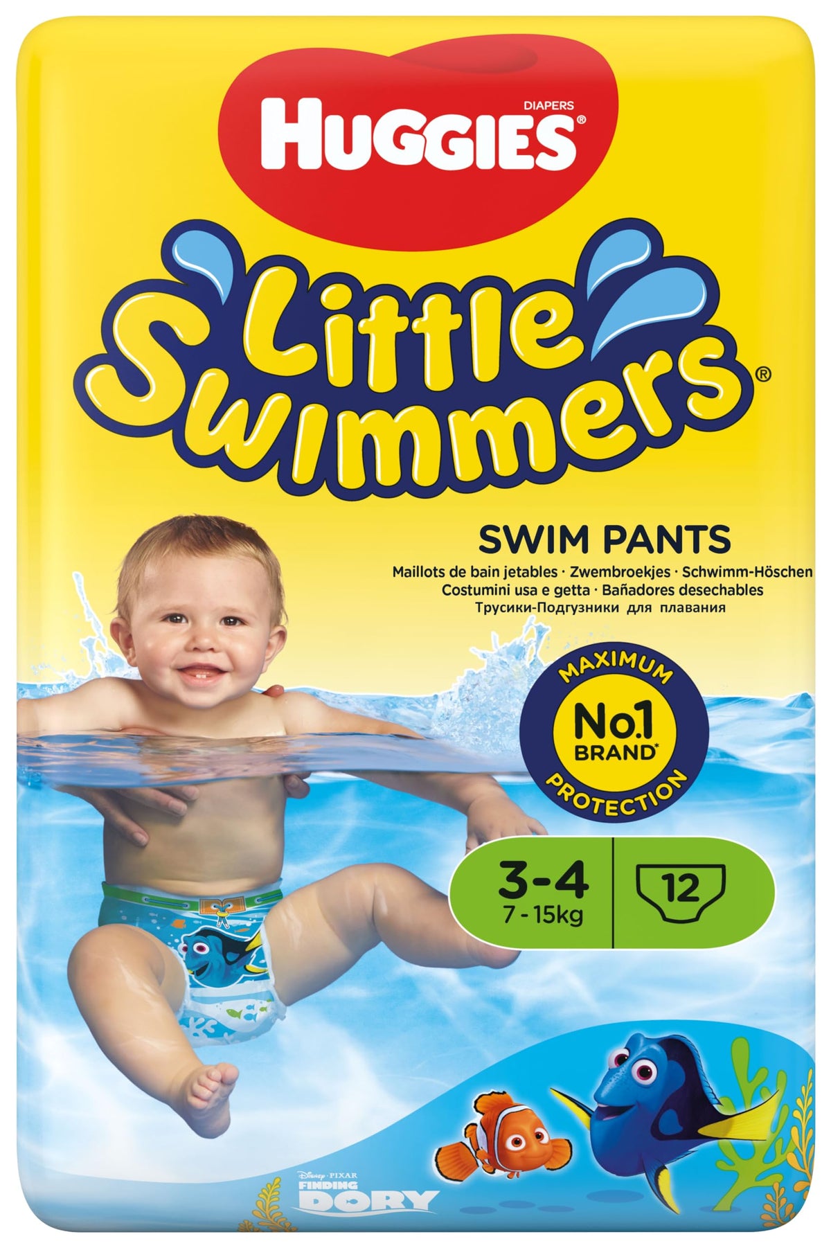 Huggies Little Swimmers, Swim Nappies, Size 5-6 - 33 Pants - Maximum Protection Swimming Nappies with Leak Guards - All-Round Stretchy Waistband