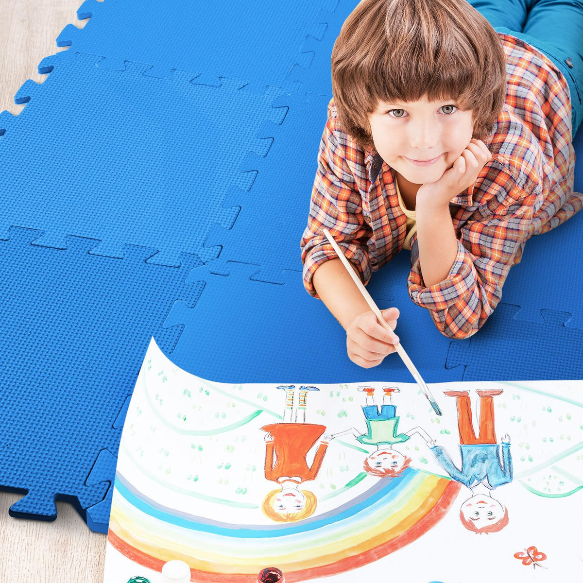 kidoola Foam Baby Play Mat (29x29cm) – Thick & Soft EVA Foam Interlocking Floor Tile Matting for Children – Large Multi Colour, Safe & Comfortable 7mm Thick Play Flooring (9pc)
