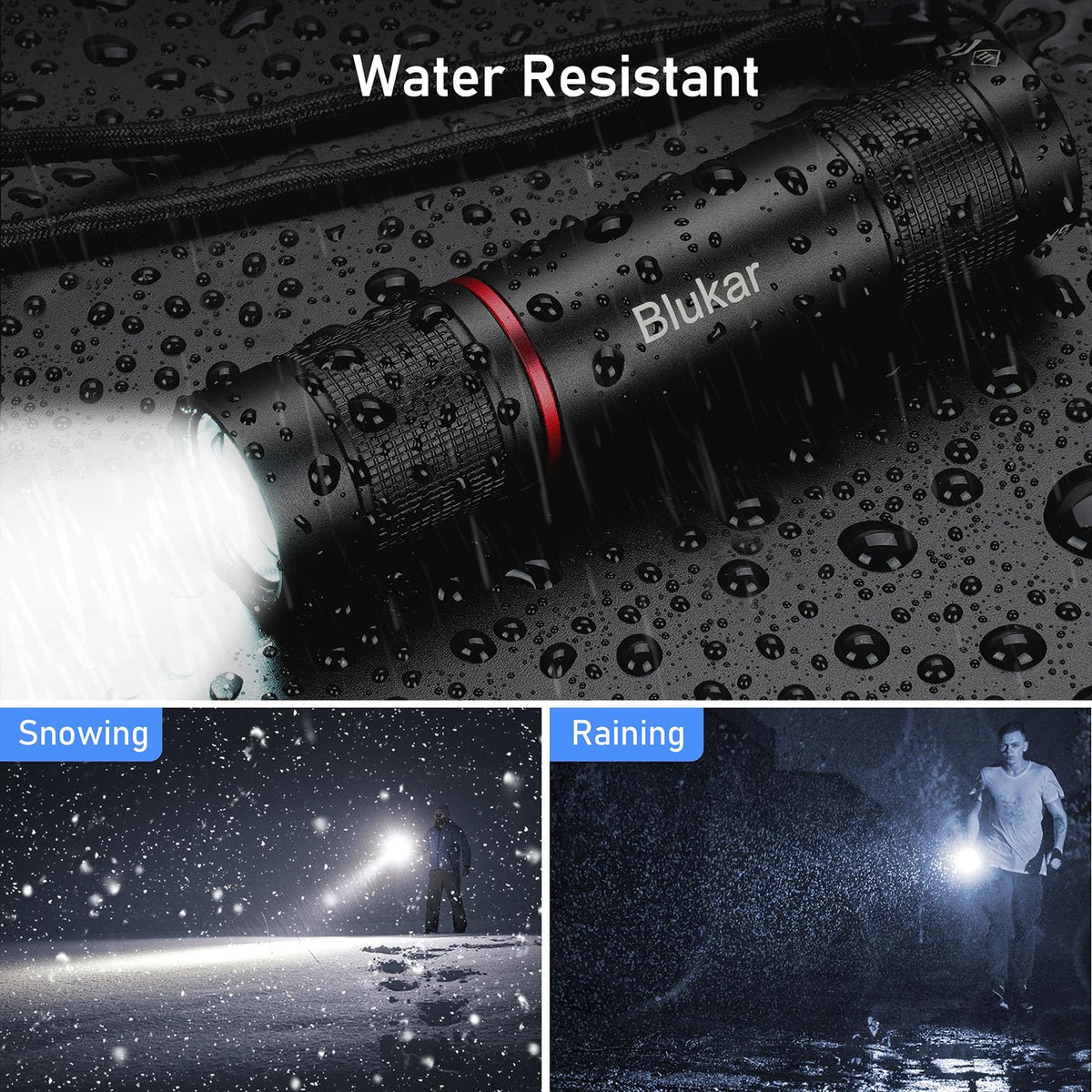 Blukar LED Torch Rechargeable, 2000L Super Bright Adjustable Focus Torches