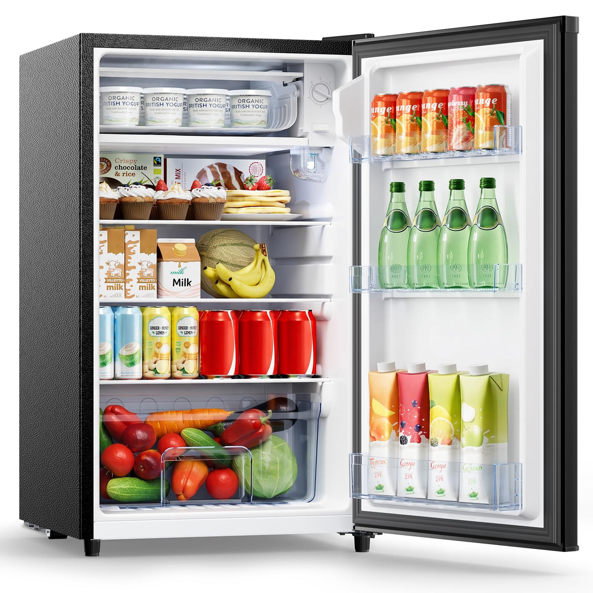 Table Top Fridge, 40L Mini Fridge With Chiller Box, Black