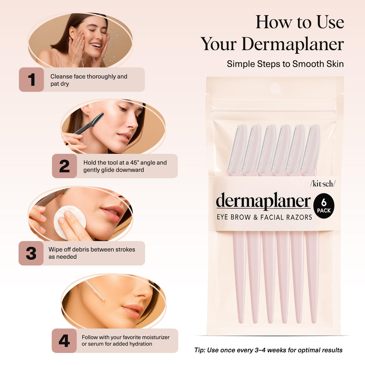 Kitsch Dermaplane Razor for Women Face 12pcs – Terracotta