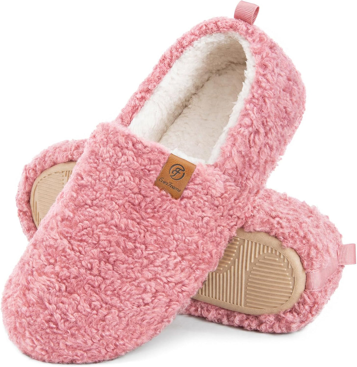 EverFoams Women's Fuzzy Full Slippers Faux Shearling Memory Foam
