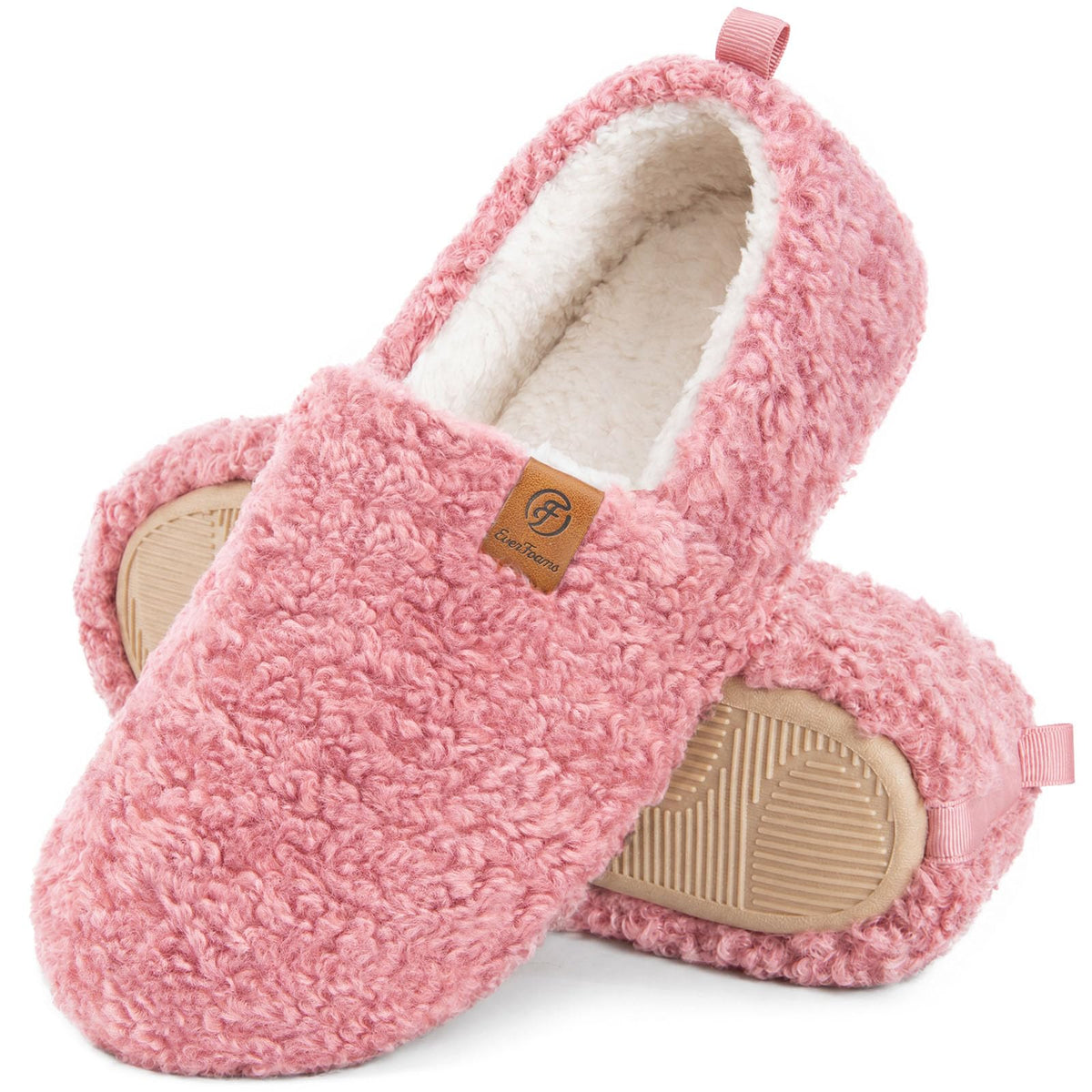 EverFoams Women's Fuzzy Full Slippers Faux Shearling Memory Foam