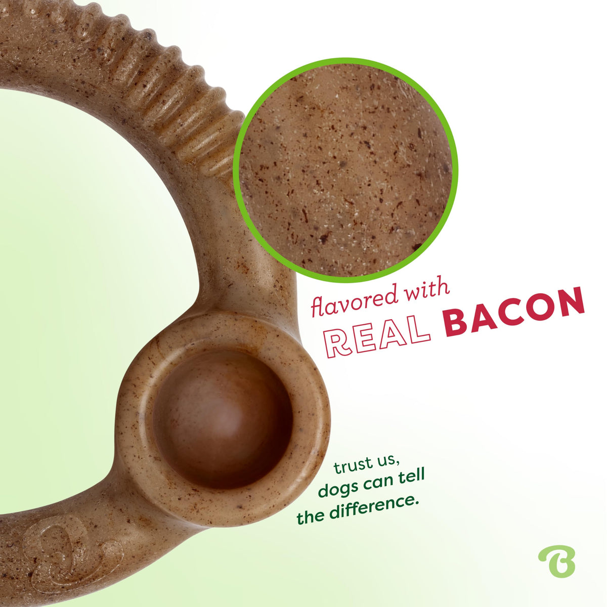 Benebone Wishbone Dog Chew Toy for Aggressive Chewers, Real Bacon, Medium