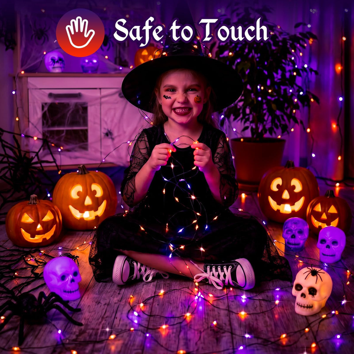 btfarm 2 Pack Halloween Orange Fairy Lights Battery Operated with Timer