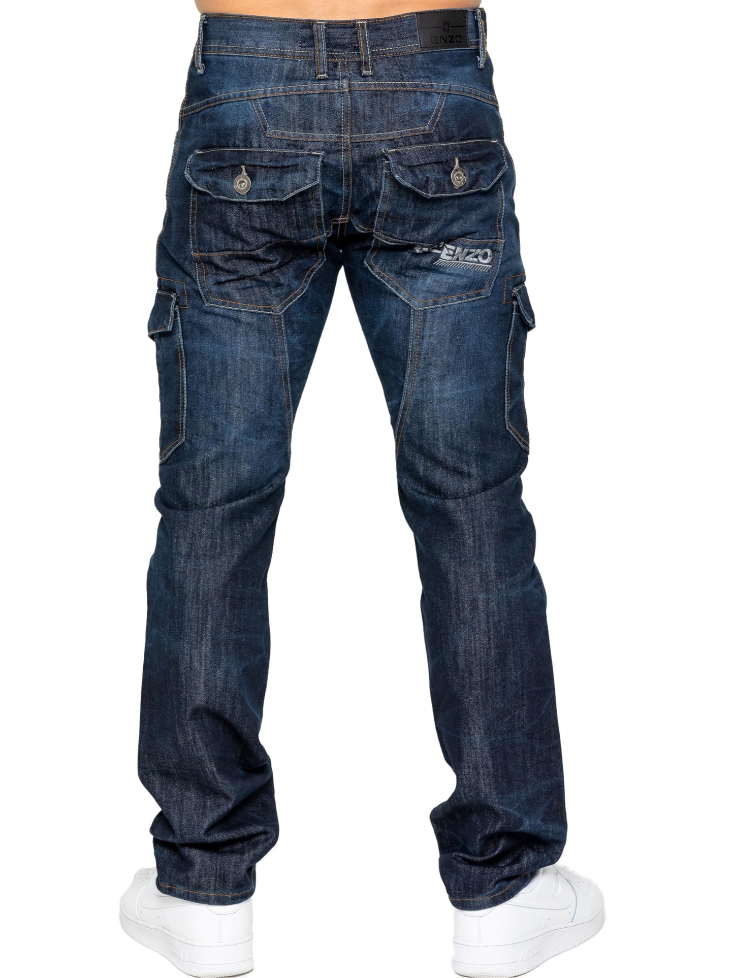 989Zé ENZO Mens Jeans Straight Leg Regular Fit Casual Cotton Denim Pants Trousers All Waist Sizes