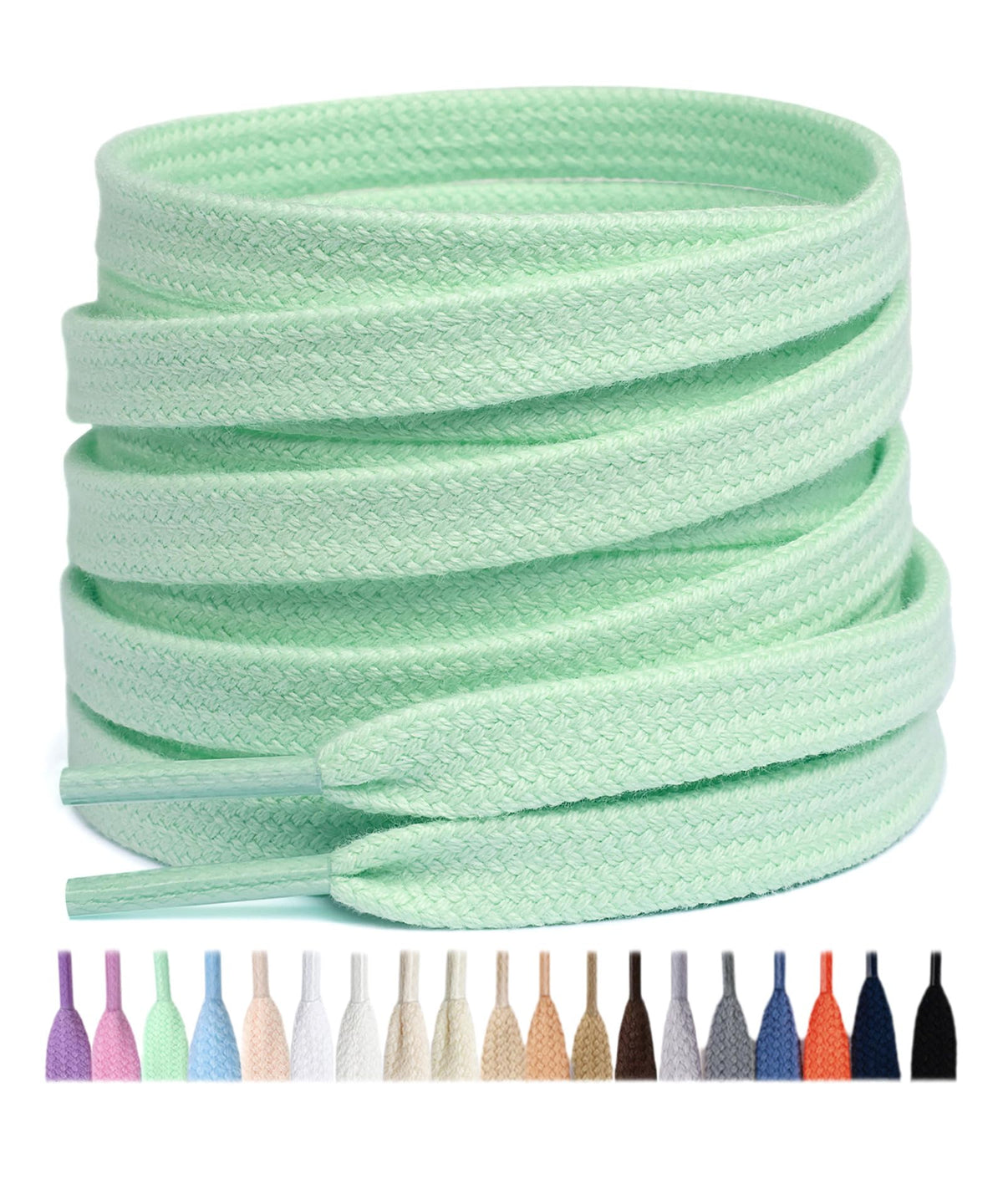 Stepace 2 Pairs Cotton Flat Shoe Laces 8mm Wide Shoelaces for Sneaker