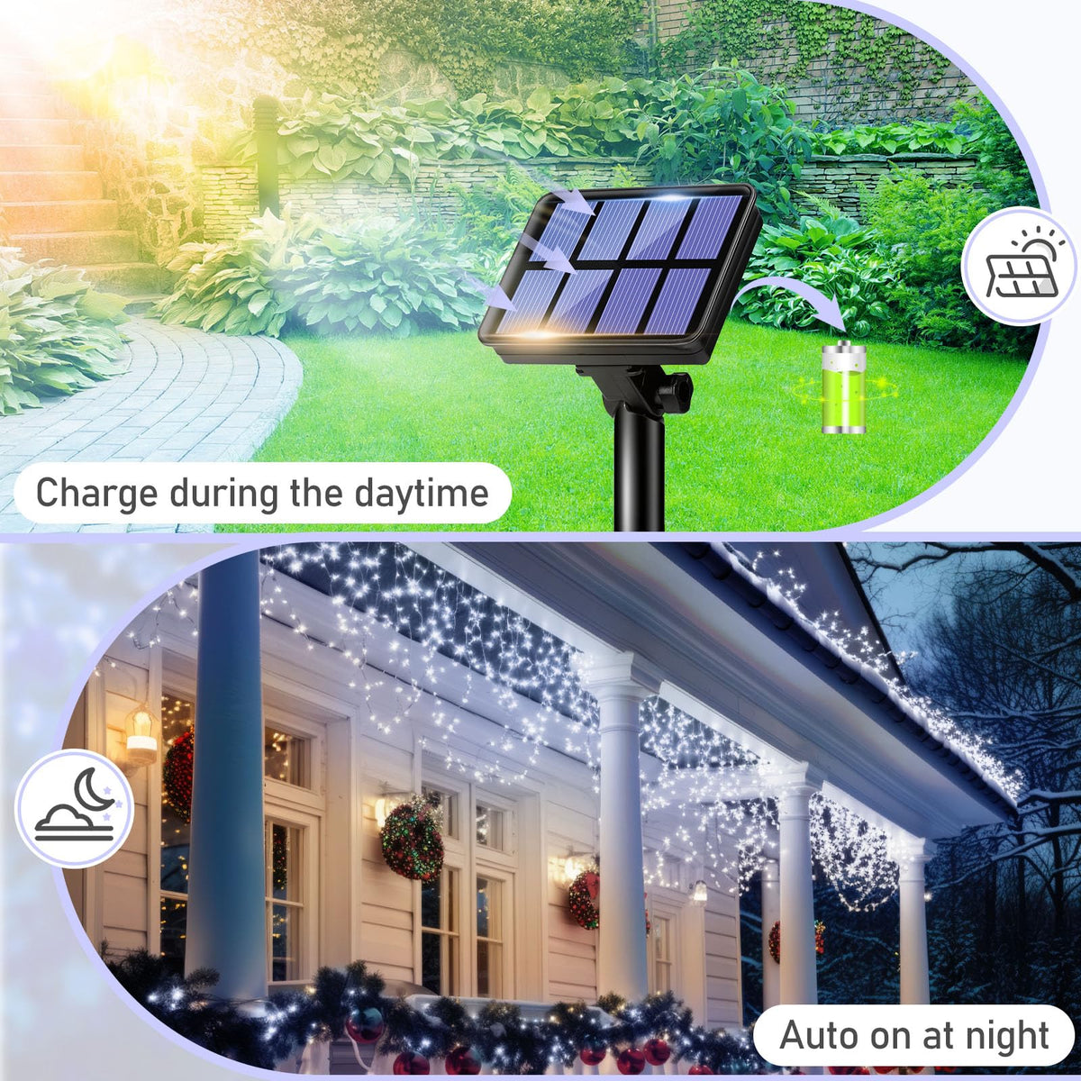 litogo 120 LED Solar String Lights Outdoor, 12M/40Ft 8 Modes Solars Garden Lights Waterproof Copper Wire Decorative Solar Fairy Lights for Patio, Gate, Yard, Trees, BBQ, Wedding, Party