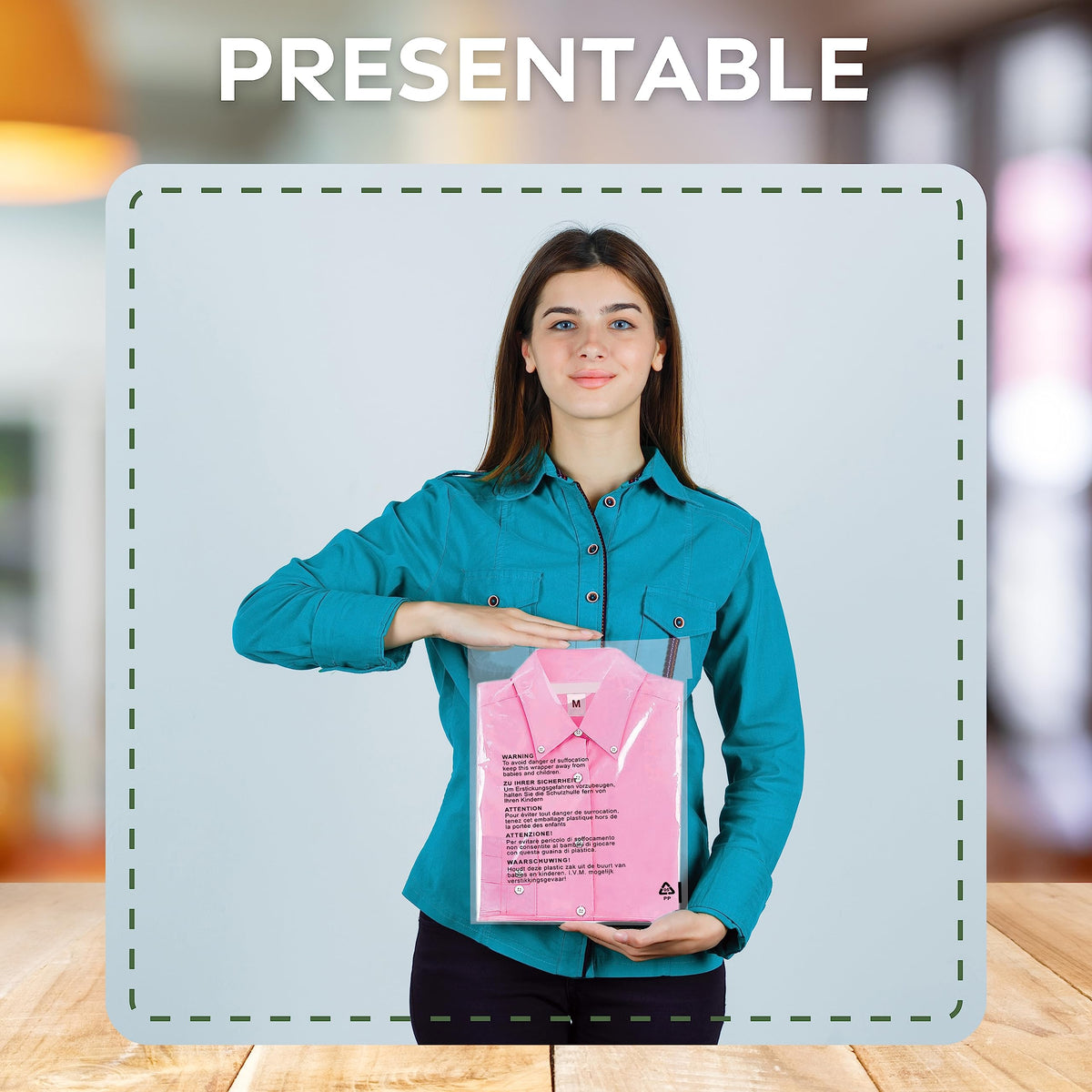 JeeJaan® 100 Pcs of Shirt Packaging Bags 12 x 16 in Clear Garment Bag 305 x 405 mm Polypropylene Bags