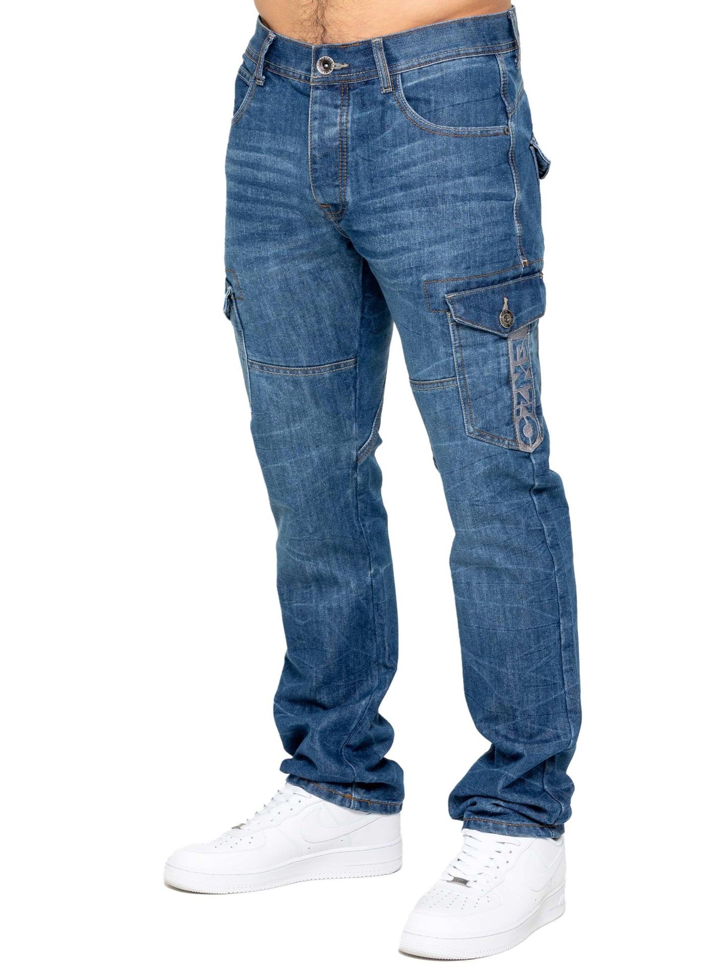 989Zé ENZO Mens Jeans Straight Leg Regular Fit Casual Cotton Denim Pants Trousers All Waist Sizes