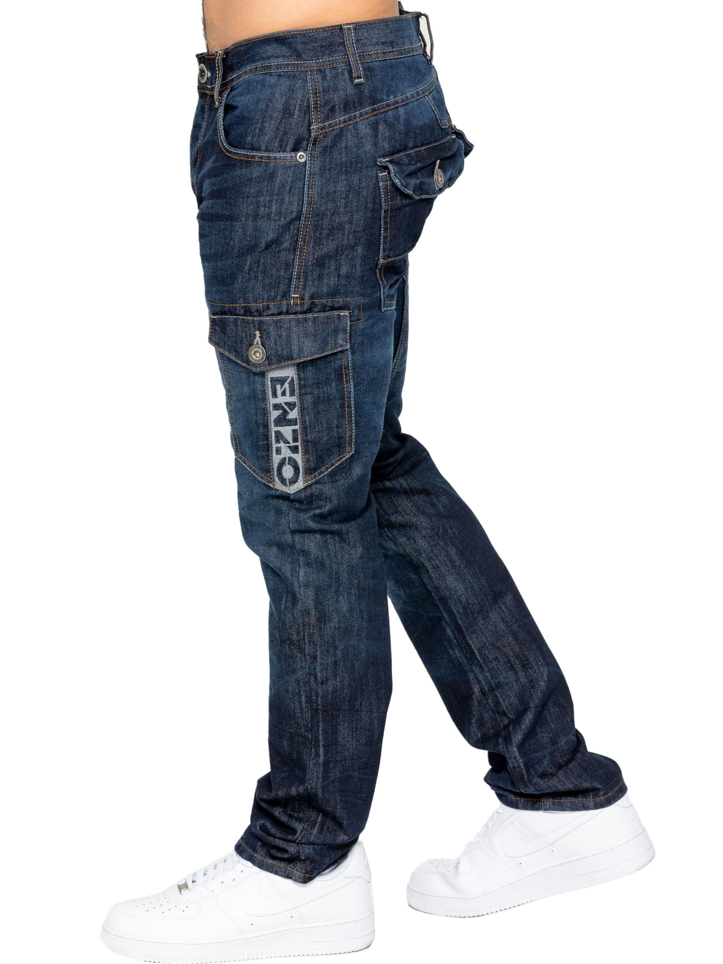989Zé ENZO Mens Jeans Straight Leg Regular Fit Casual Cotton Denim Pants Trousers All Waist Sizes