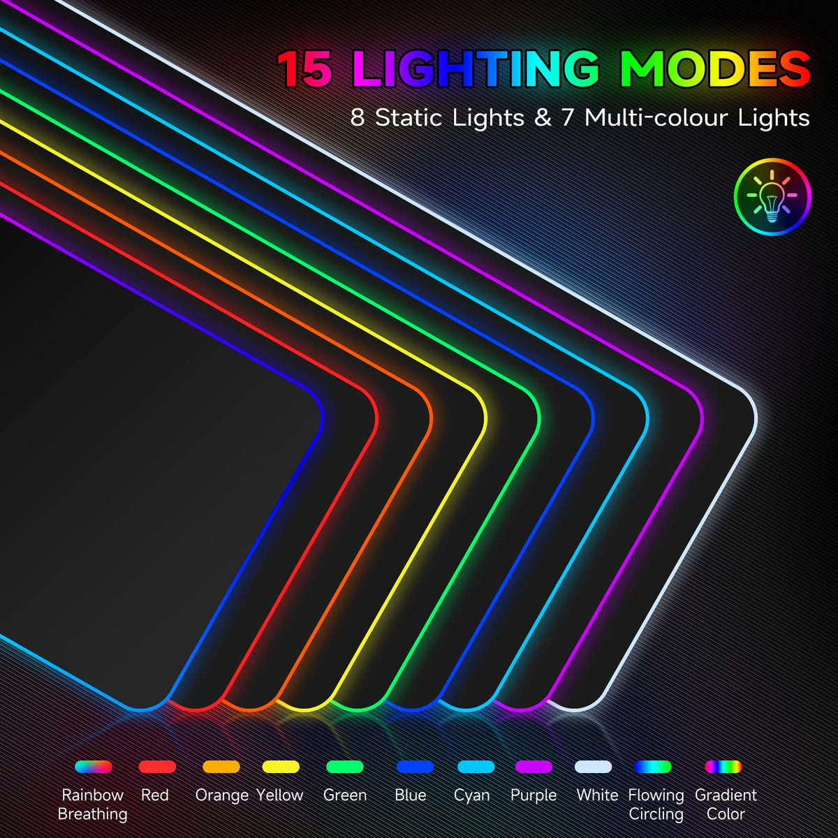 Hcman Charging RGB Gaming Mouse Pad - Wireless 15W Mousepad LED Extra Large