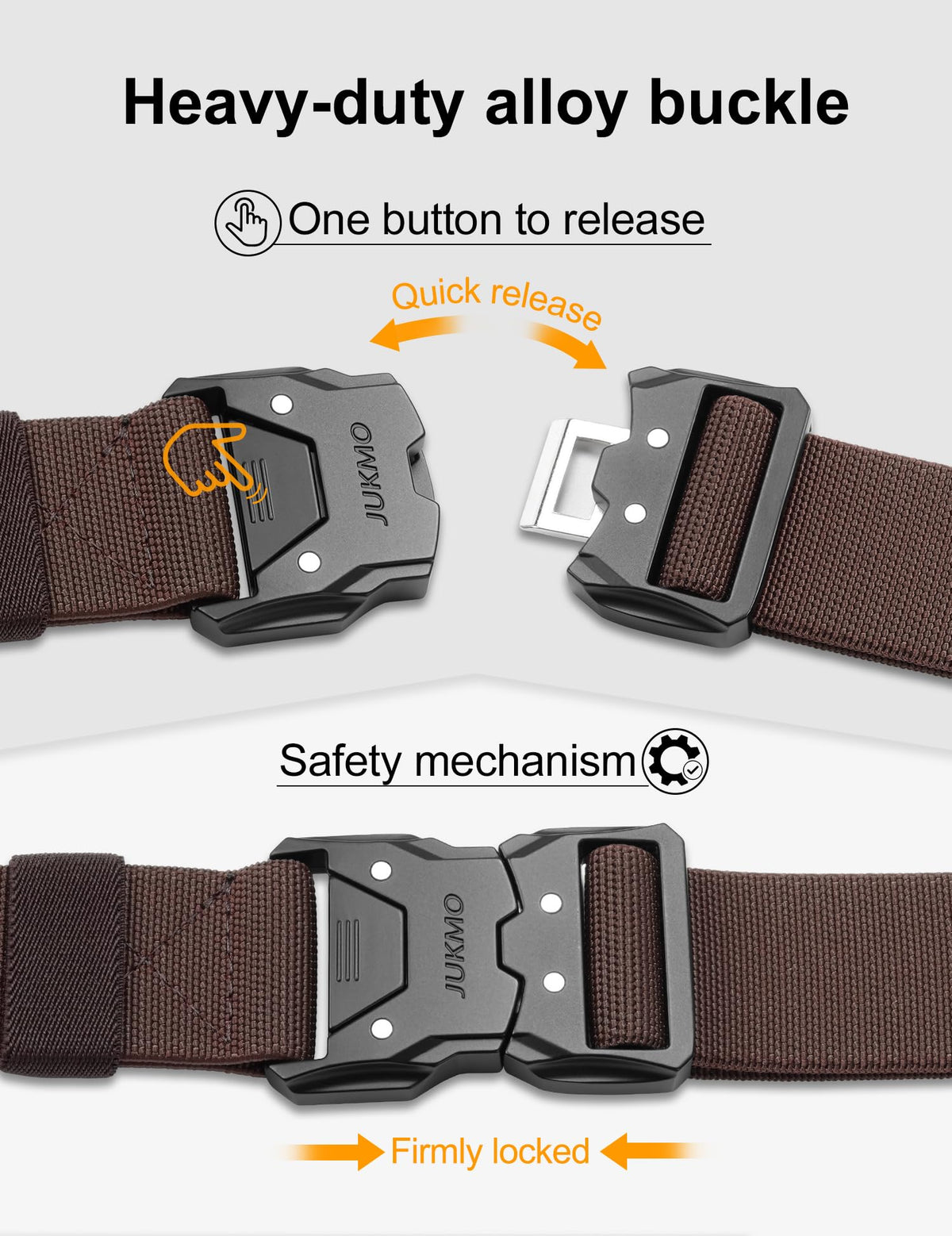 JUKMO Quick Release Tactical Belt, Military Work 1.5" Nylon Web Hiking Belt