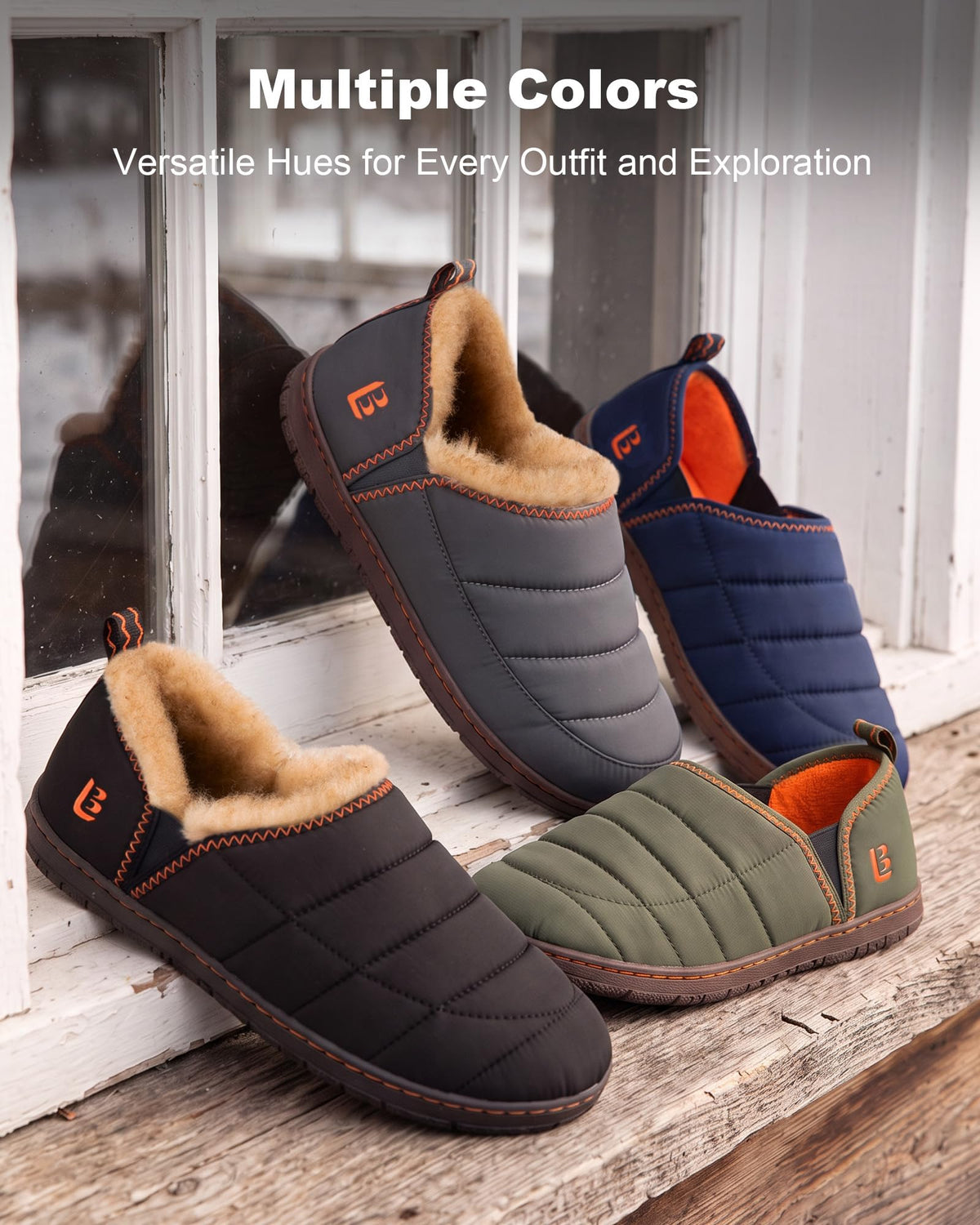 LongBay Mens Indoor Outdoor Slippers Memory Foam House Camping Shoes Gift