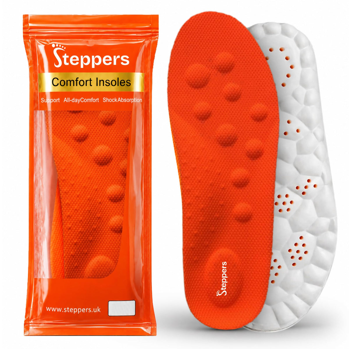 Original Steppers Insoles, 2026 4D Steppers Comfort Boosting Massage Insole, Memory Foam Thermal Insoles, Comfy Insole with Arch Support for Men and Women (Black, Small (EU 39-40))