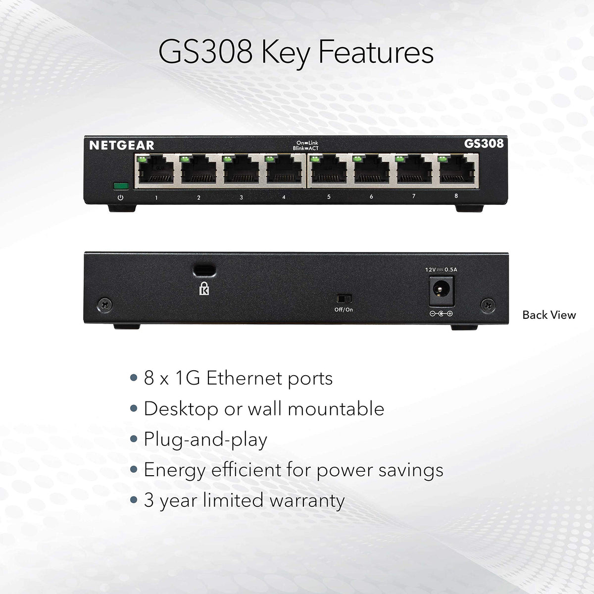 NETGEAR 5 Port Gigabit Network Switch (GS305) | Unmanaged Ethernet Switch | Ethernet Splitter | Silent Operation | Desktop or Wall Mount