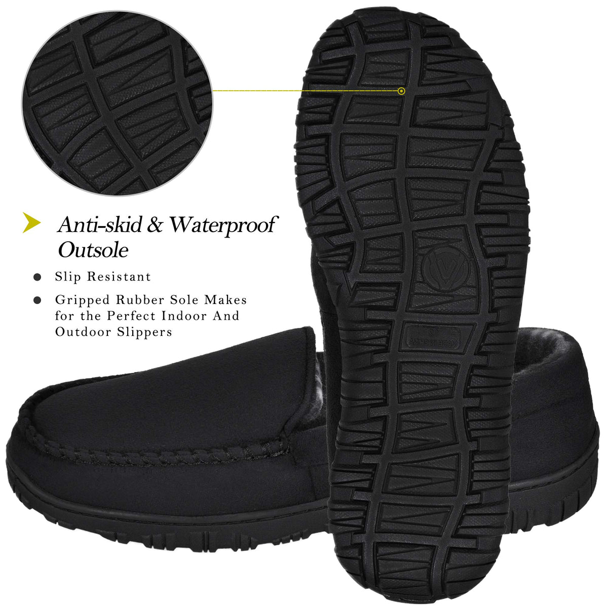 MIXIN Men's Cozy Moccasin Slippers Anti-Skid Slip On House Slippers with Comfy Memory Foam