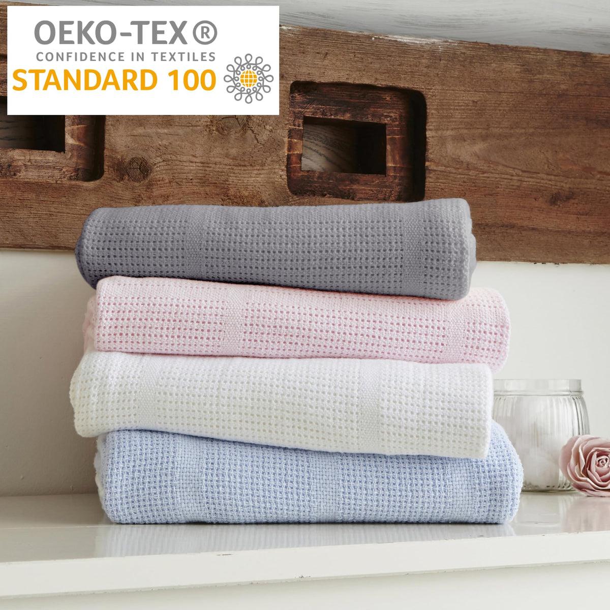 Clair de Lune Soft Cotton Cellular Baby Shawl Blanket 70 x 90 cm (White)
