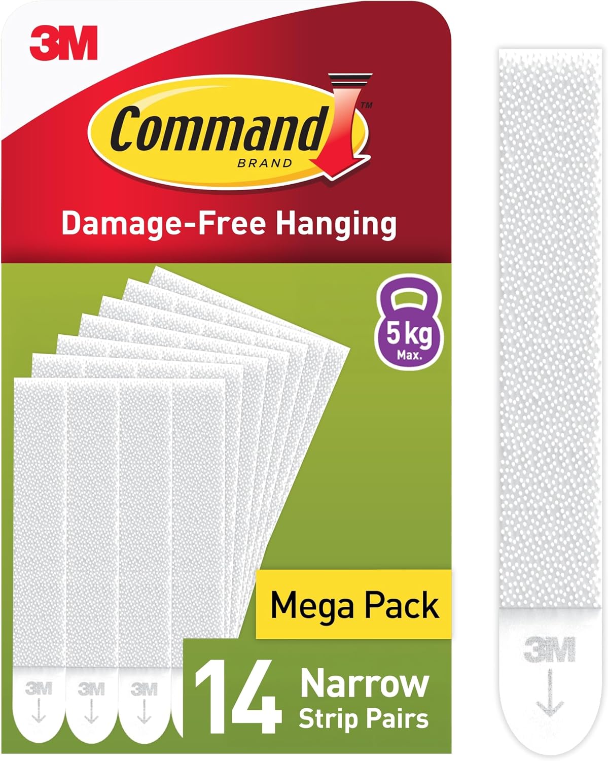 Command Strips for Picture Hanging, Narrow, 14 Pairs (28 Adhesive Strips)
