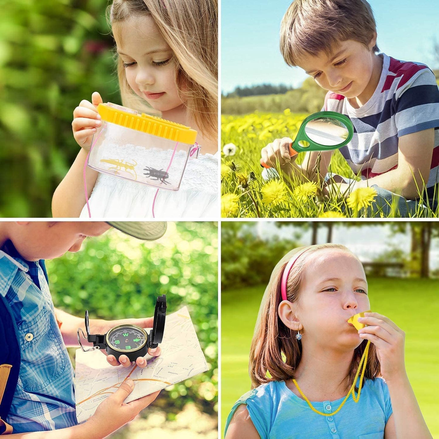 Kizplays Outdoor Explorer Kit Gifts Toys,Kids Binoculars Set,Outdoor Exploration Set,Best for 6+ Year Old Boy and Girl,Kids Adventure Kit,Children Outdoor Educational Kit(22 PCS)