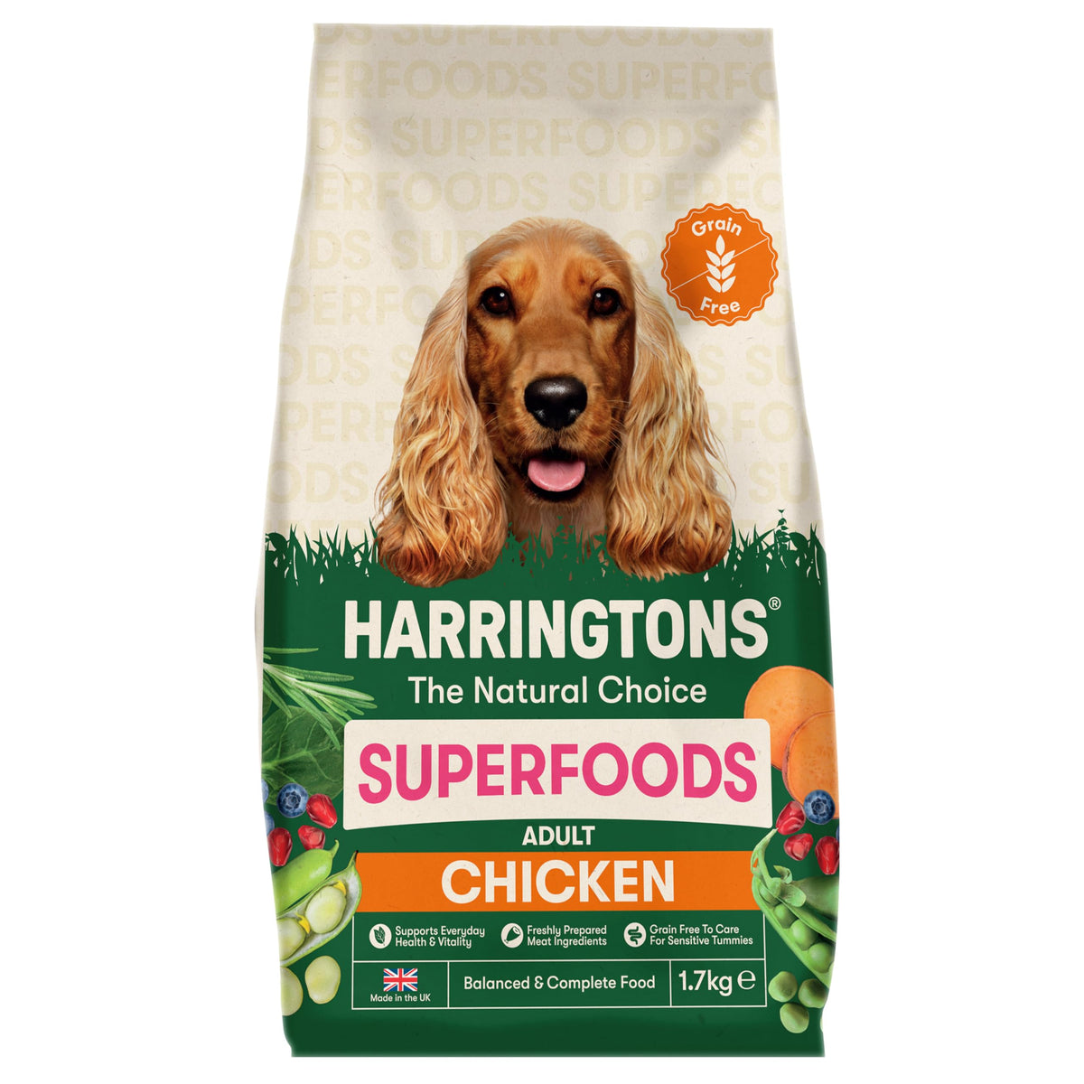 Harringtons Superfoods Complete Grain Free Dry Adult Dog Food Salmon with Veg 12kg - Made with All Natural Ingredients (Packaging may vary)