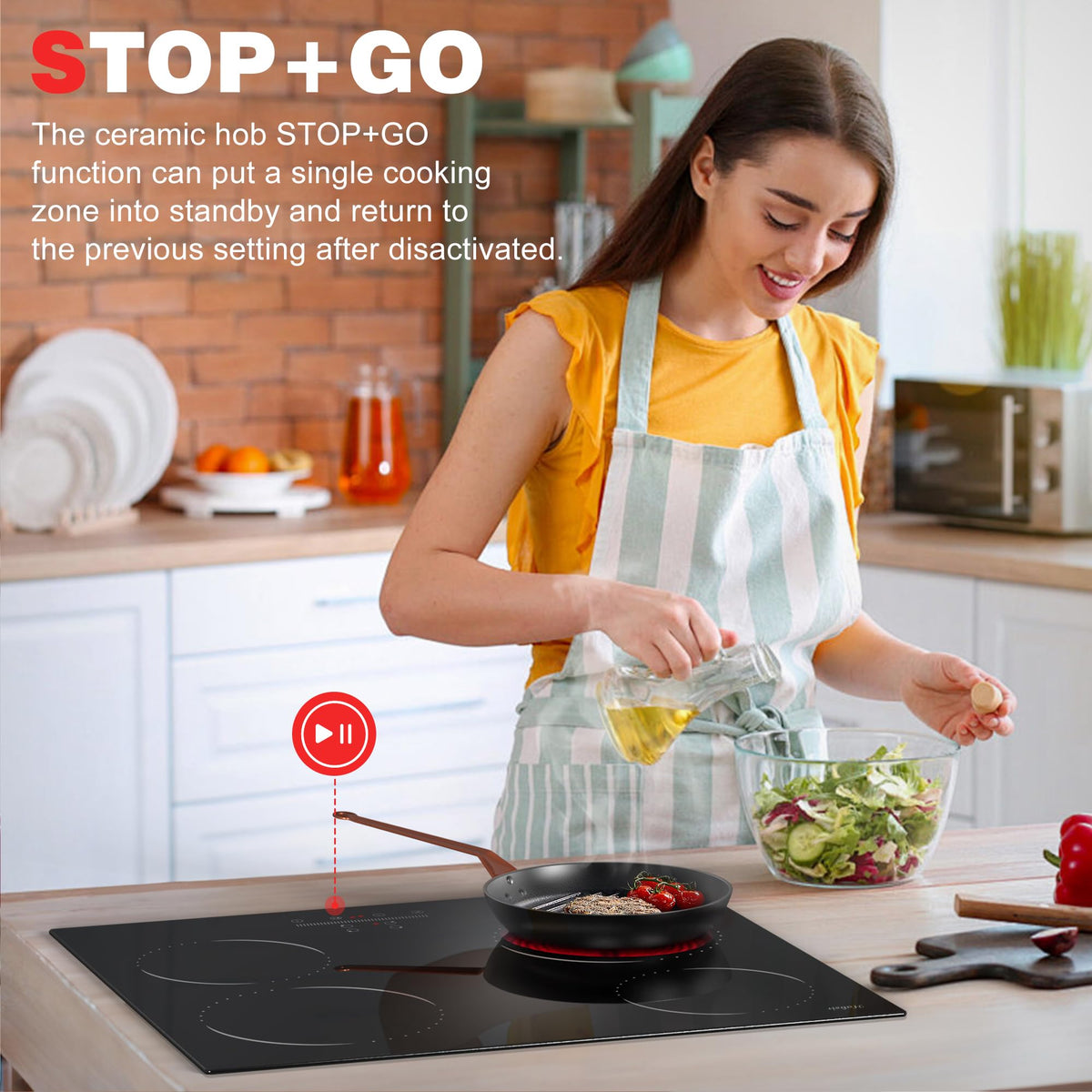 Hobsir Plug in Ceramic Hob, 2 Ring Electric Hob 60 cm