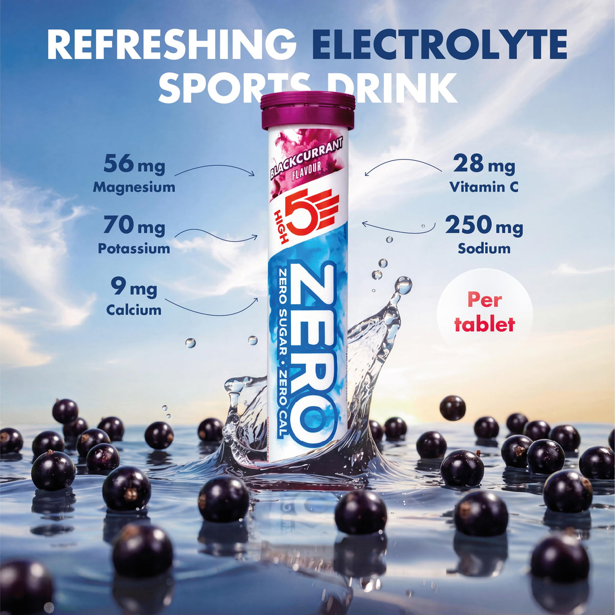 HIGH5 Zero Electrolyte Tablets for Hydration, Berry, 20 Tablets