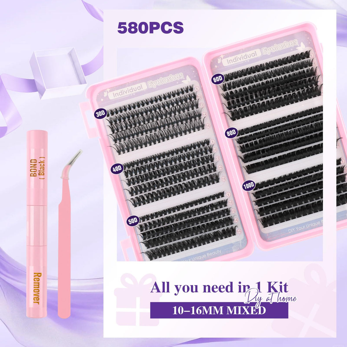 Sixstarhair Individual Eyelashes Kit Lash Clusters with Glue and Remover