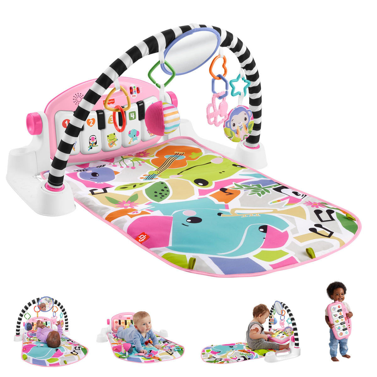 Fisher-Price Kick & Play Piano Baby Gym, Navy Fawn