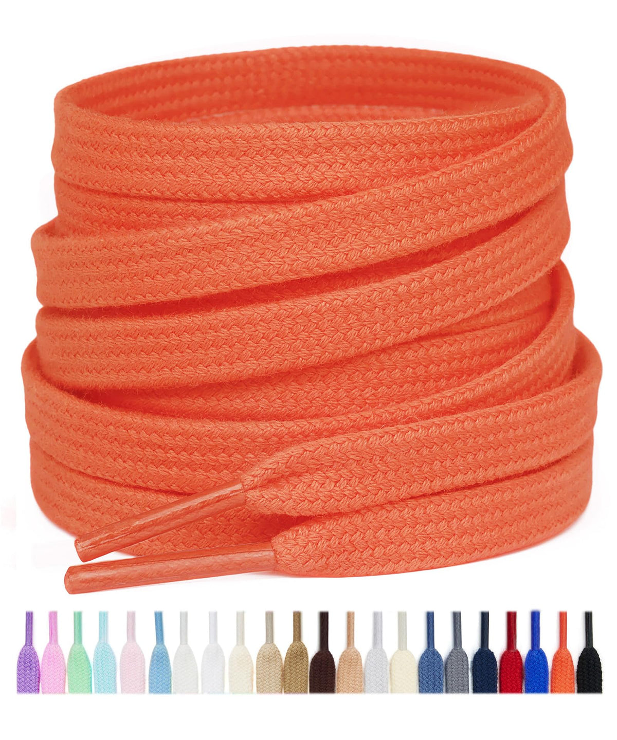 Stepace 2 Pairs Cotton Flat Shoe Laces 8mm Wide Shoelaces for Sneaker