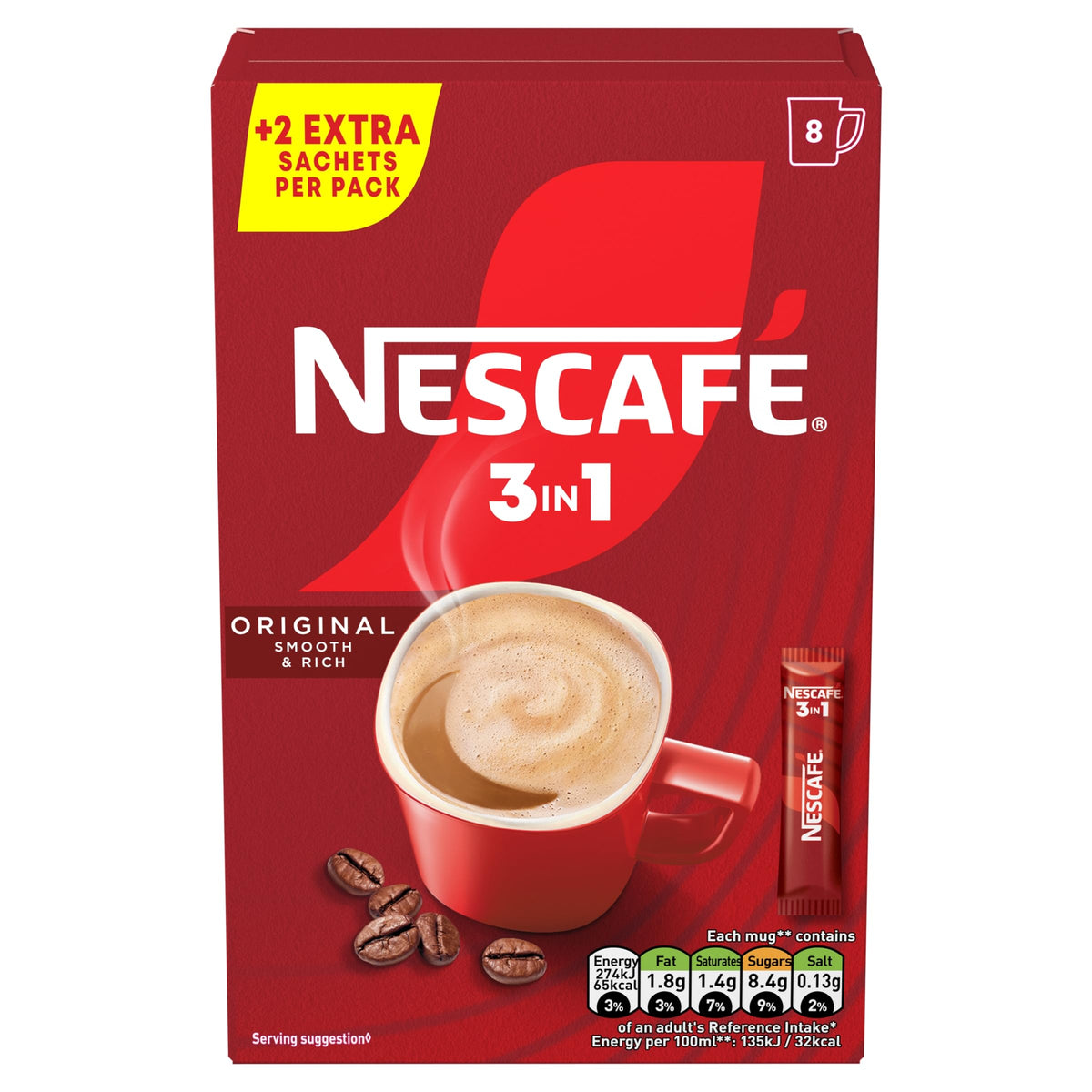 Nescafé 3in1 Original Coffee Sachets 12 x 16g | Pack of 1