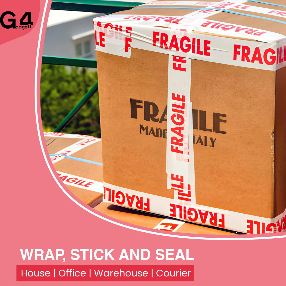 G4GADGET Pack of 3 Clear Packing Tape - Heavy Duty Transparent Tape 48mm x 66m - Ideal for Moving, Packing Boxes, and Secure Packaging