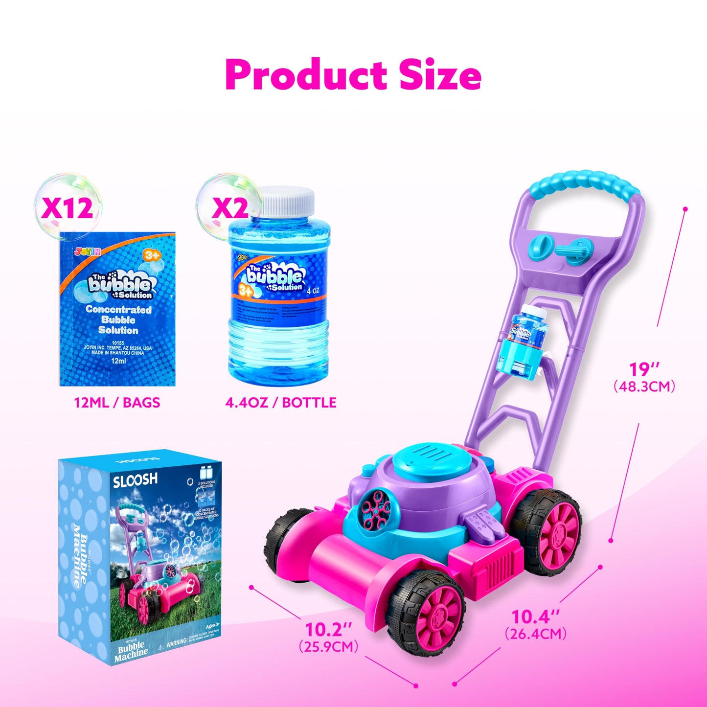 SLOOSH Bubble Lawn Mower Toddler Toys for Kids Bubble Machine Summer Outdoor Push Toy Games, Backyard Garden Outside Play Toddlers Preschool Boys Girls Birthday Gifts (Blue)