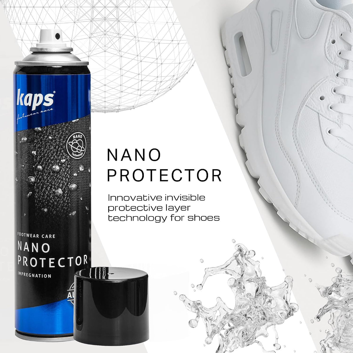 KAPS Nano Protector Waterproofing Spray for Suede, Leather, Nubuck, Textiles and TEX Materials, Moisture and Dirt Repellent - New Fast Drying Formula