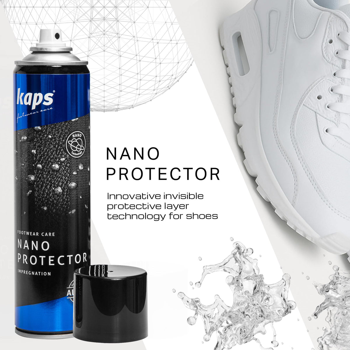 KAPS Nano Protector Waterproofing Spray for Suede, Leather, Nubuck, Textiles and TEX Materials, Moisture and Dirt Repellent - New Fast Drying Formula