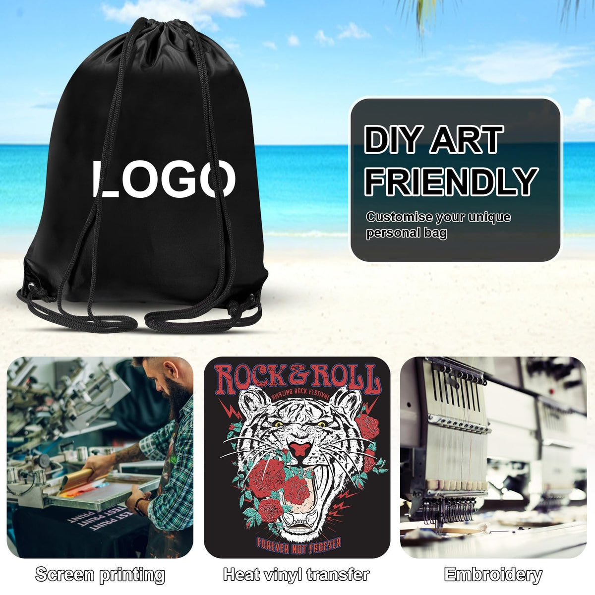 WESTWOOD FOX Drawstring Gym Bag String Bags Gym Sack Backpack PE Bags for Women Men Trainer Swimming Bag Travel Beach School Holidays Suitable for Sports,kids,Boys,Girls (Green)